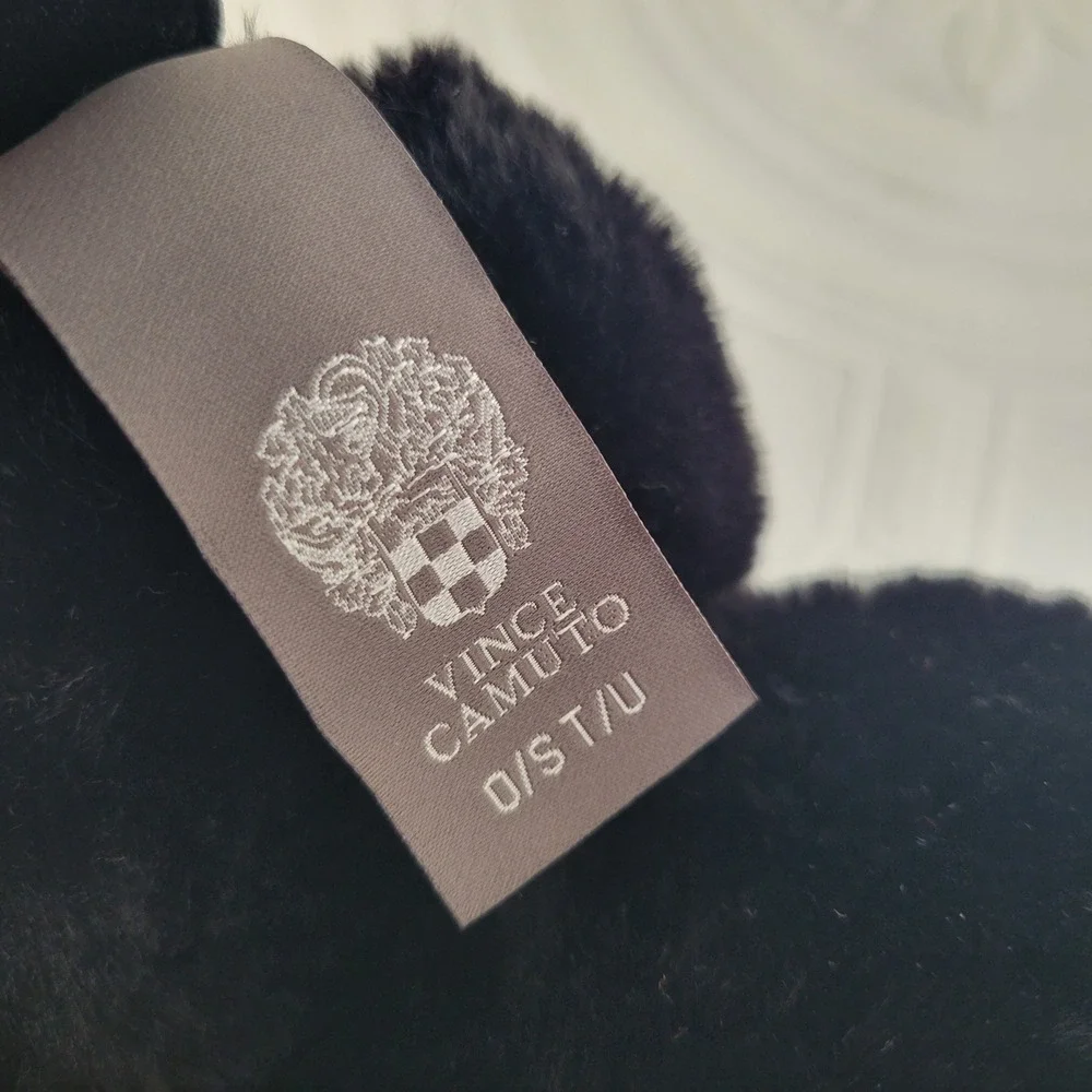 Vince Camuto Earmuffs Black Embellished Studded‎ Knot Faux Fur One Size Cozy